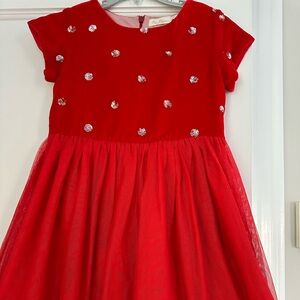 Mini Boden Gorgeous Red Velvet polka dot dress holiday 7-8